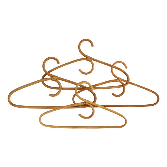 Mid-Century Modern Bamboo Clothes Hangers, Italy, 1960s, Set of 4 For Sale