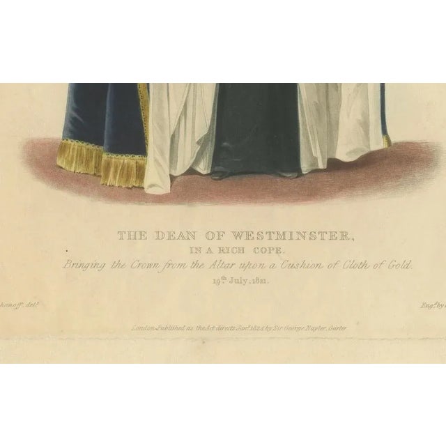 Sir George Naylor, Dean of Westminster Bringing the Crown Coronation of George IV, 1824, Engraving on Paper For Sale - Image 4 of 10