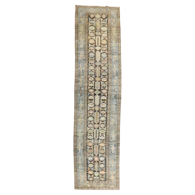 Rustic Antique Zabihi Collection Wide Persian Heriz Runner - 3'7" x 15'9" For Sale - Image 3 of 11
