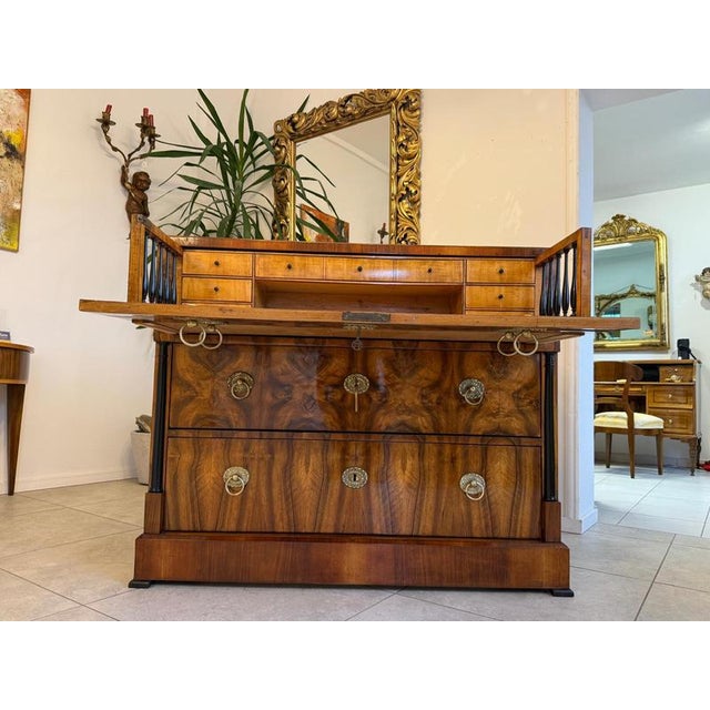 Wood Antique Biedermeier Writing Desk in Walnut For Sale - Image 7 of 18
