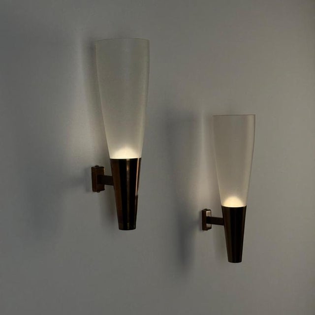 Fontana Arte Large Model 1537 Wall Lights by Pietro Chiesa for Fontana Arte, 1940s, Set of 2 For Sale - Image 4 of 17