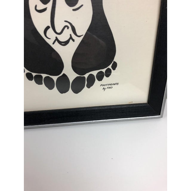 Vintage Mid Century modern Footprints by Fko Framed Wall Art Clown Cat Native - Set of 4 For Sale - Image 9 of 10
