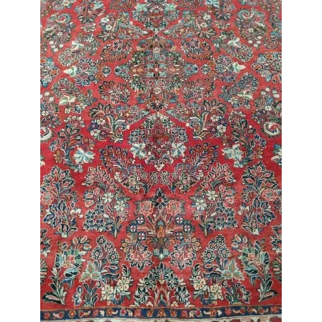 Red 1950's Persian Sarouk , 9'3" X 12'1" For Sale - Image 8 of 11