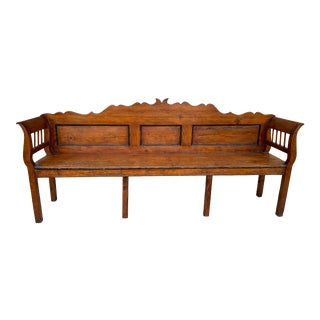 Antique Rustic Early American Farmhouse Wood Bench For Sale