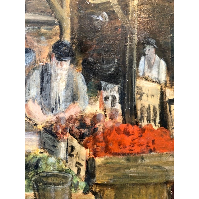 Judaica Market Scene, Shuk, European Hasidic Rabbi Oil Painting, c.1930s For Sale - Image 4 of 10