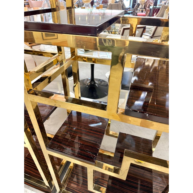 Custom Macassar Ebony and Brass Demi Lune Room Divider For Sale In Palm Springs - Image 6 of 18