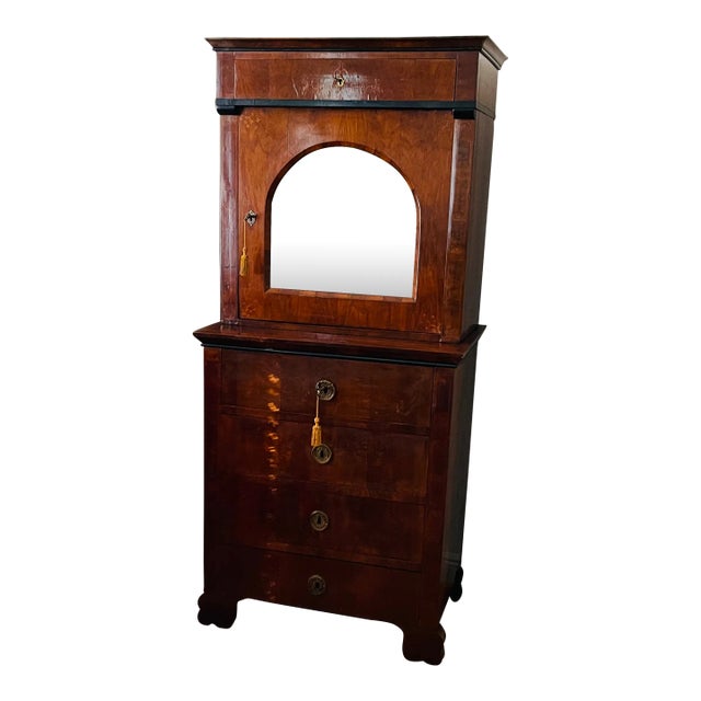 1820 Austrian Viennese Biedermeier Walnut Vitrine Desk For Sale