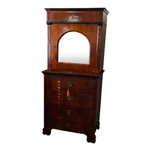 1820 Viennese Biedermeier Walnut Vitrine Desk