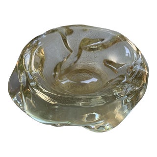 Murano Art Glass Bowl With Gold Flecks For Sale