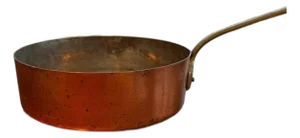 Vintage Havard Made in France Hammered Copper 10" Saute Pan with Brass Handle