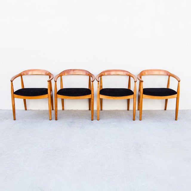 1960s Restored Danish Modern Round Back Armchairs by Illum Wikkelso for Niels Eilersen For Sale - Image 13 of 15