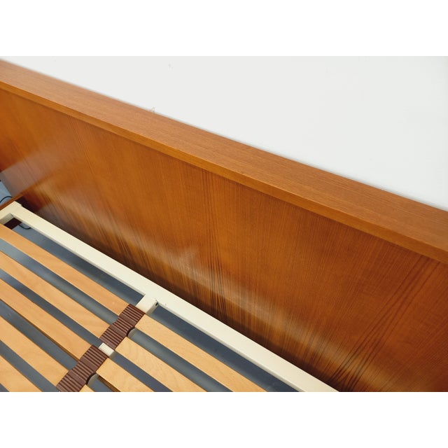 Vintage Scandinavian Style Double Bed in Teak with Integrated Illuminated Bedside Tables and Slatted Base, 1960s For Sale - Image 10 of 18