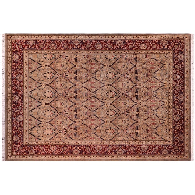Red Shabby Chic 1990's Pak-Persian Green/Red Wool Rug - 9'2'' X 12'3'' For Sale - Image 8 of 9