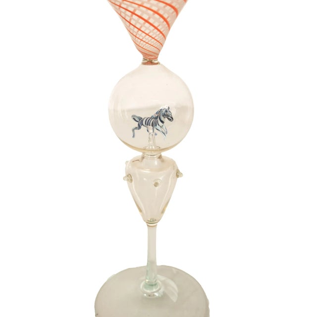 Antique Set 3 Handblown Martini Glasses Animals Bimini Werkstätte Austria 1925 For Sale - Image 9 of 15