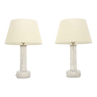 Vintage Swedish Table Lamps by Carl Fagerlund for Orrefors, 1960s, Set of 2 For Sale