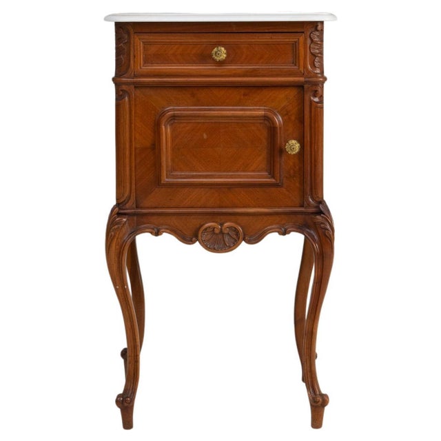 19th Century French Louis XV Bedside Table With Marble Top For Sale - Image 15 of 18