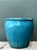 Rustic Vintage Blue Glazed Ceramic Planter For Sale - Image 3 of 12