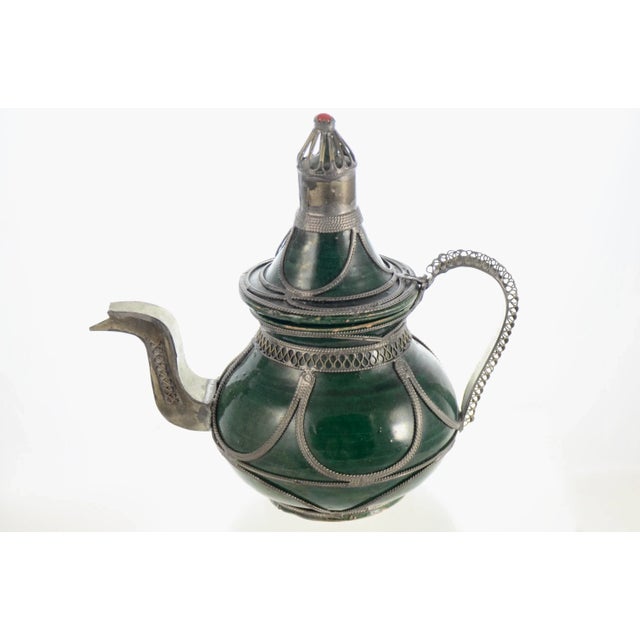 Metal Emerald Green Moroccan Tea Pot For Sale - Image 7 of 7