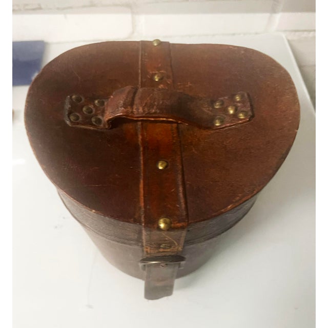 Charming Vintage Minature Mens Leather Hatbox in the English tradition. Condition is very good, slight signs of age,...