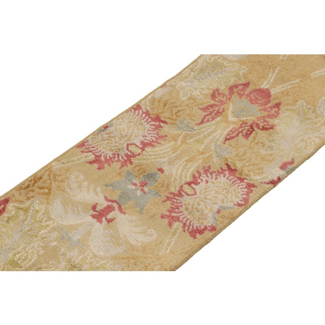 Rug & Kilim Spanish European Style Runner in Gold, Red & Gray Floral Pattern by Rug & Kilim For Sale - Image 4 of 6