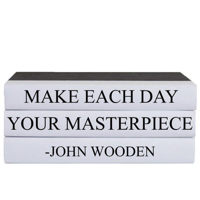 Modern Decorative Books - Quote Book Stack - "Masterpiece" For Sale - Image 3 of 3