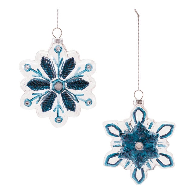 Glass Snowflake Ornaments (Set of 12) For Sale