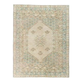 Vintage Circa 1940 Turkish Oushak Rug Lightly Distressed 6'4 X 8' For Sale