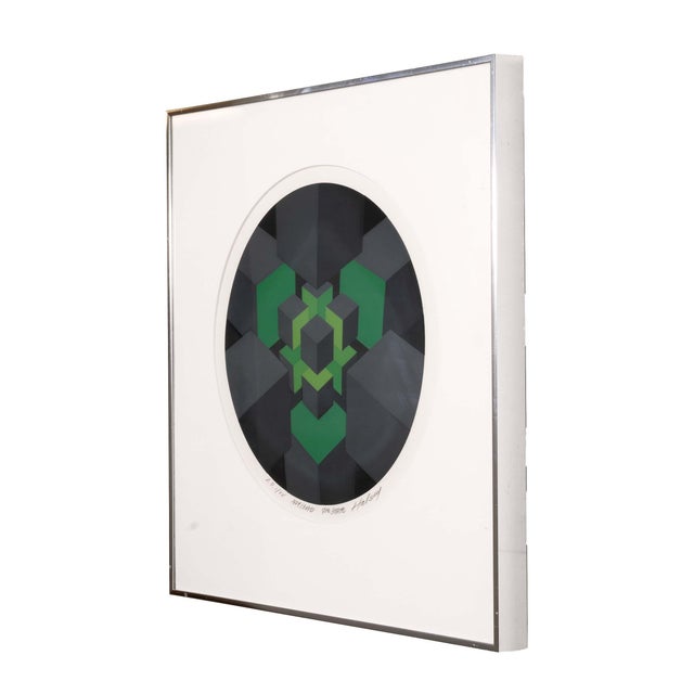 A modern op art serigraph on paper titled "Nuclead 7th State" by Brian Halsey. Hand signed in pencil on the lower right,...