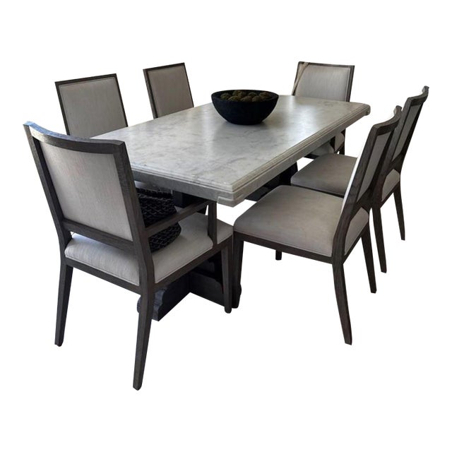 Restoration Hardware (Rh) St. James Marble-Top Rectangular Dining Set For Sale