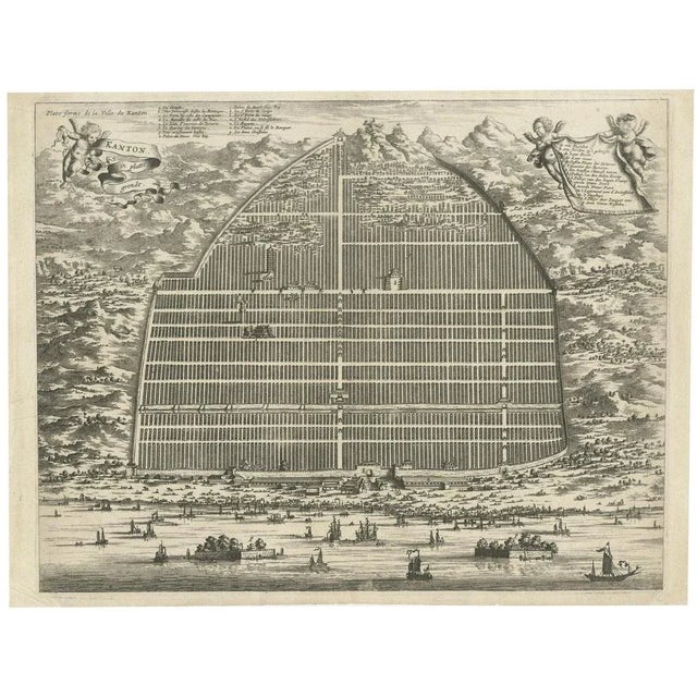 Paper A Detailed Engraving of Guangzhou, 1674 For Sale - Image 7 of 7