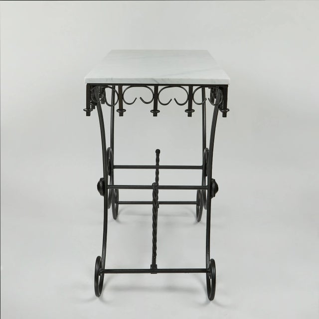 Vintage French Pastry Table W/Iron Base + New Marble Top For Sale - Image 4 of 11
