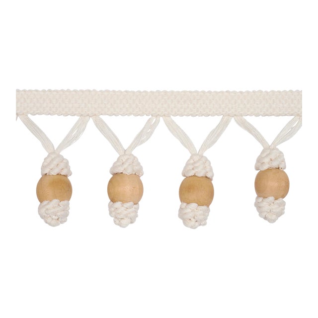 SAMPLE - Schumacher Wooden Ball Fringe In Ivory For Sale