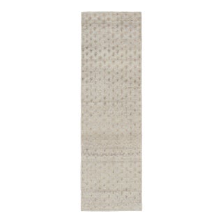 Rug & Kilim’s Block Print Runner Rug, Brown With Cream Floral Motifs For Sale