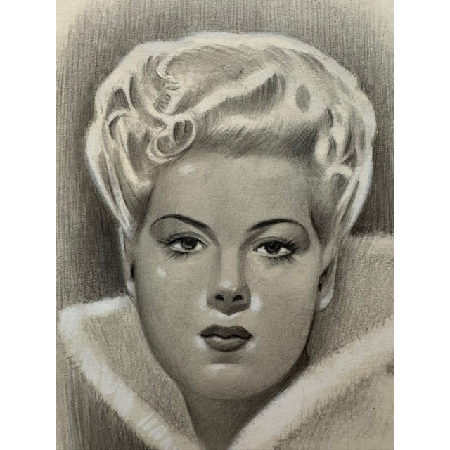 Original graphite pencil drawing by American artist and illustrator Theodore E. Schrock (1879–1952), depicting an elegant...