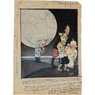 Gabriele Galantara, The Globe, 1909, Watercolor For Sale