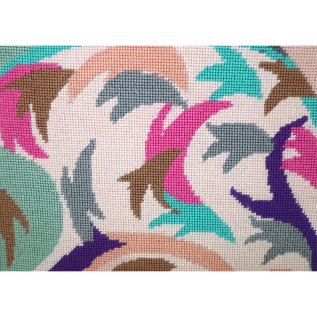 Art Deco Style Needlepoint Pastel Lady Wall Hanging in Manner of Georges Lepape For Sale - Image 4 of 7