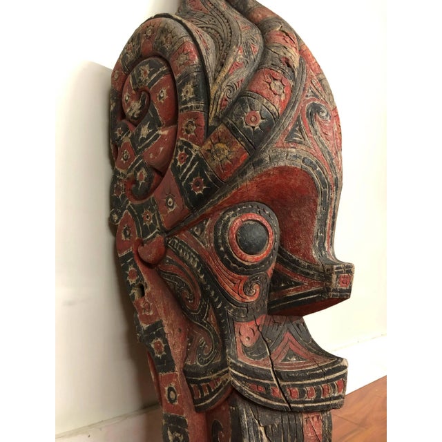 Wood Indonesian Temple Carving Sculpture of a Large Head For Sale - Image 7 of 13
