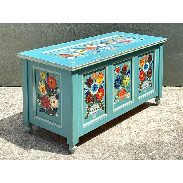 Vintage Hand Painted Blanket Trunk For Sale - Image 10 of 12