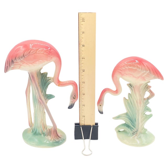 1950s Mid-Century Pink Drinking Flamingo Ceramic Tabletop Sculpture Set by Brad Keeler, 2 Pieces For Sale - Image 16 of 16