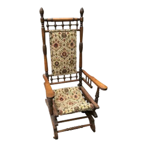 19th Century Antique Eastlake Style Victorian Platform Rocking Chair With Springs
