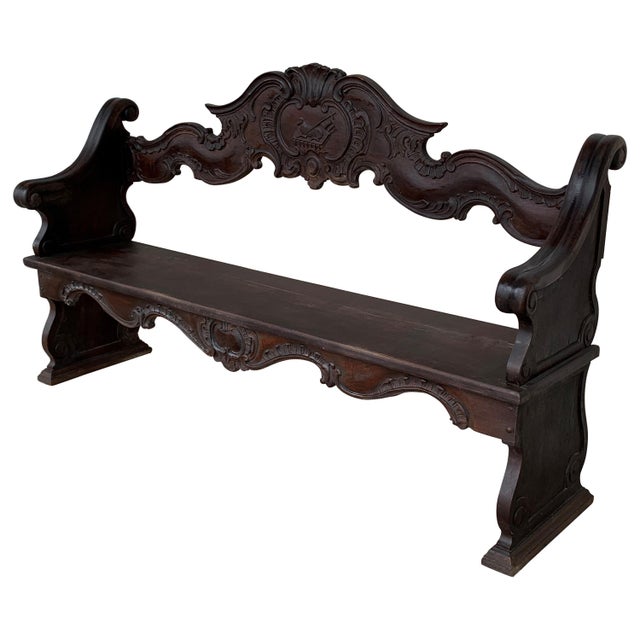 19th Century French Hand Carved Oak Settee or Park Bench For Sale - Image 15 of 18