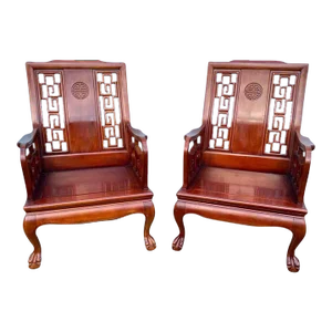 Pair of Vintage Rosewood Armchairs