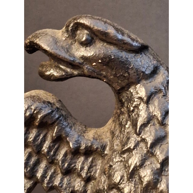 American Antique Cast Iron Eagle on Rock Doorstop Patriotic Americana Hubley or Albany For Sale - Image 3 of 17