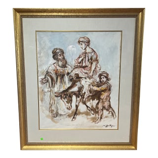 20 Th Century Lithograph in Colour by Walter Spitzer( 1927-2021) Signed Framed Titled Agar and Ismael For Sale