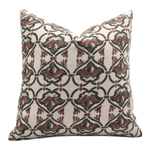 Fabdivine Handmade Block Printed Cushion Cover 26x26 Inch Off-White Linen-Hridyavan For Sale