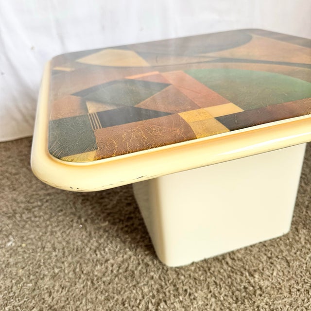 Wood Art Deco Epoxy Top Abstract Square Nesting Tables - Set of 2 For Sale - Image 7 of 8