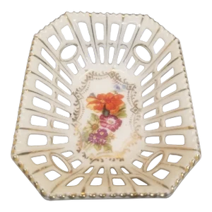 Dresden Flowers Dish, Reticulated Pierced Lattice, Schumann Bavaria