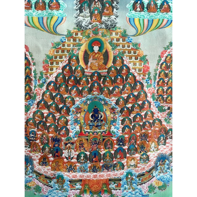 A thangka is a Tibetan Buddhist painting on the medium of cotton, or silk appliqué, usually depicting a Buddhist deity,...