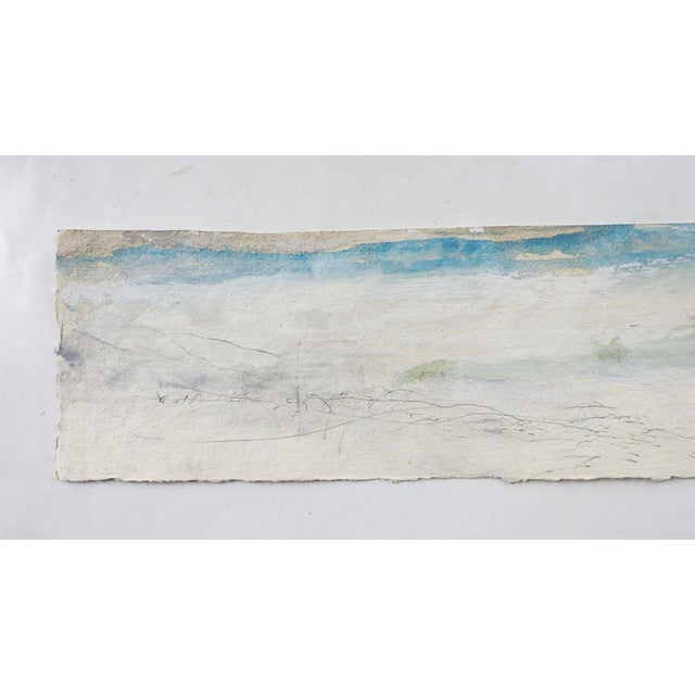 Long-format abstract seaside landscape using watercolor and pencil on heavy watercolor paper by George Turner (1943-2014)....