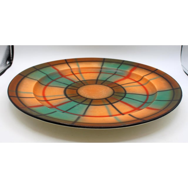 Art Deco Circa 1910 "Tartan" Charger by Erphila, Czecho-Slovakia For Sale - Image 3 of 5